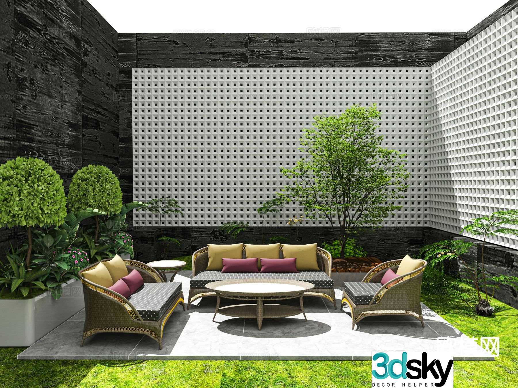 Modern courtyard landscape 3d model
