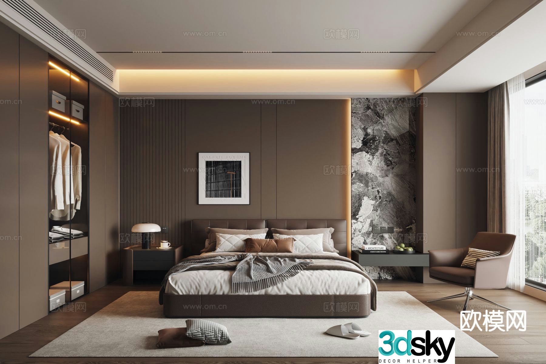 Italian style bedroom master bedroom 3d model