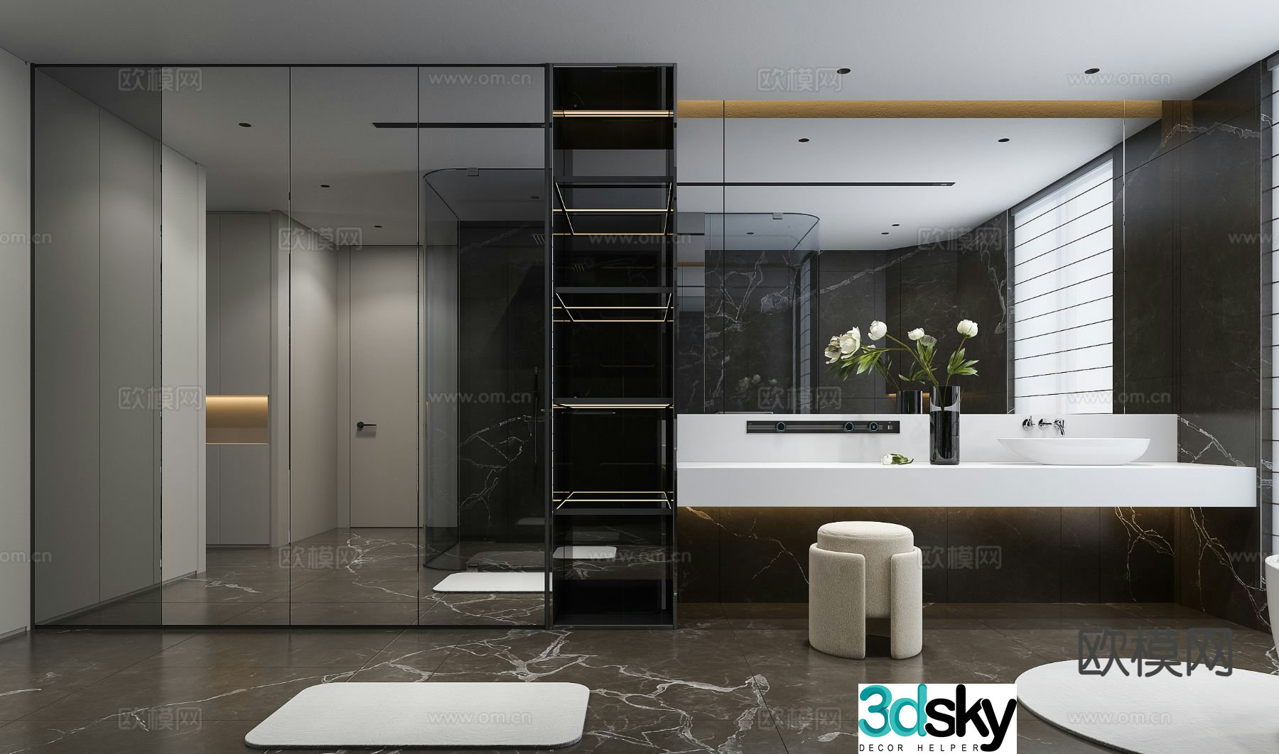 Modern restroom bathroom 3d model