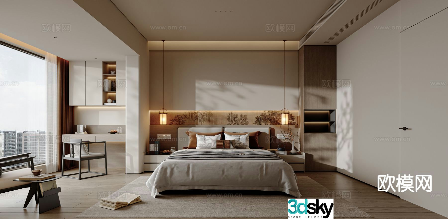 New Chinese style bedroom master bedroom 3d model