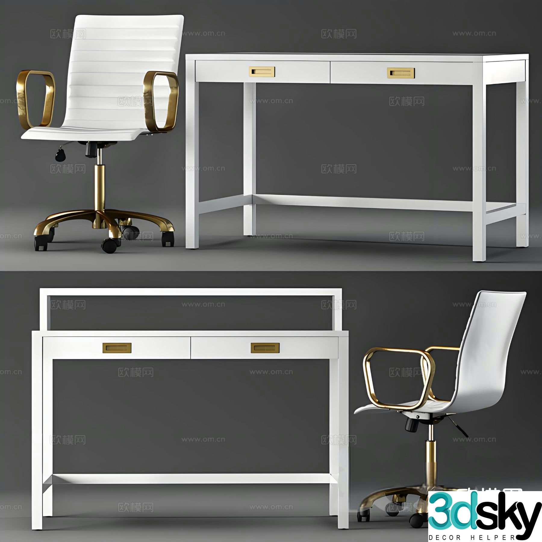Light luxury desk desk 3d model