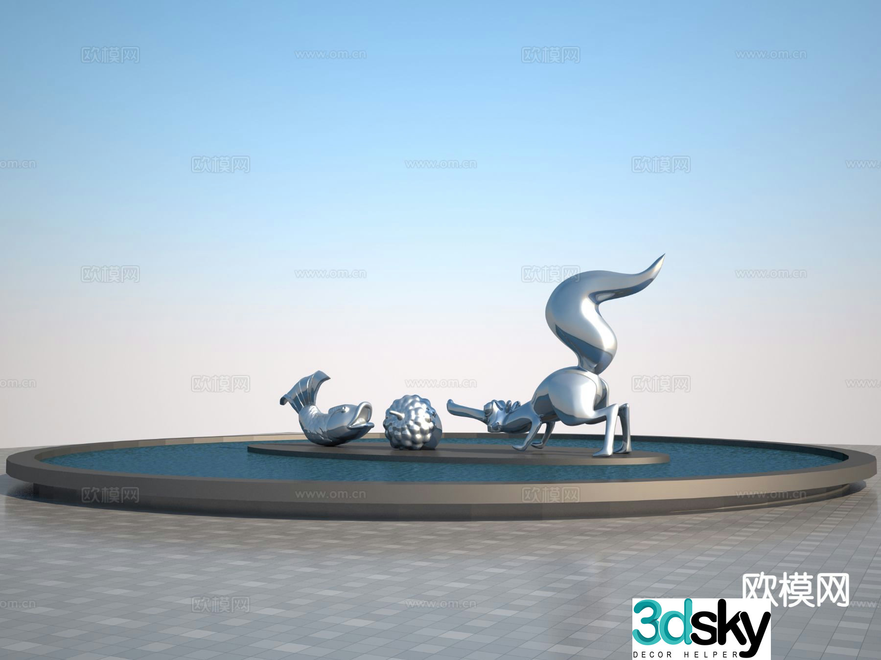 Squirrel cartoon sculpture urban sculpture 3d model