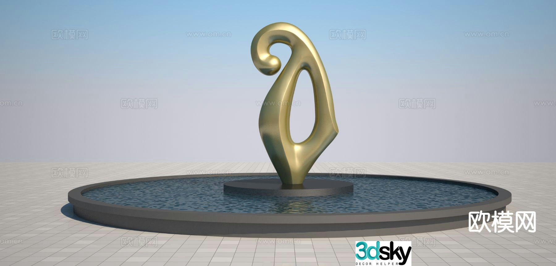 Modern abstract sculpture 3d model