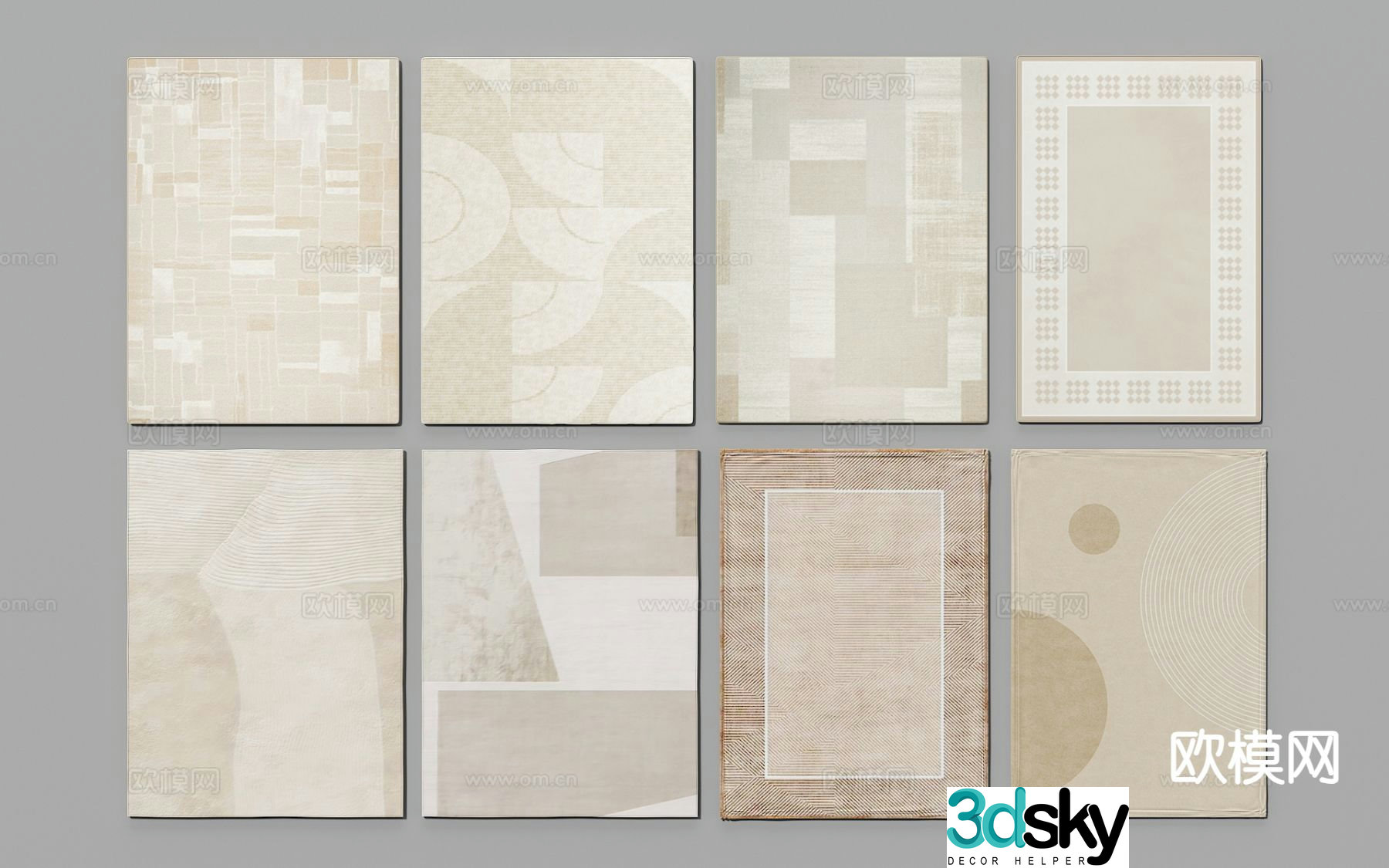 Modern carpet square rug 3d model