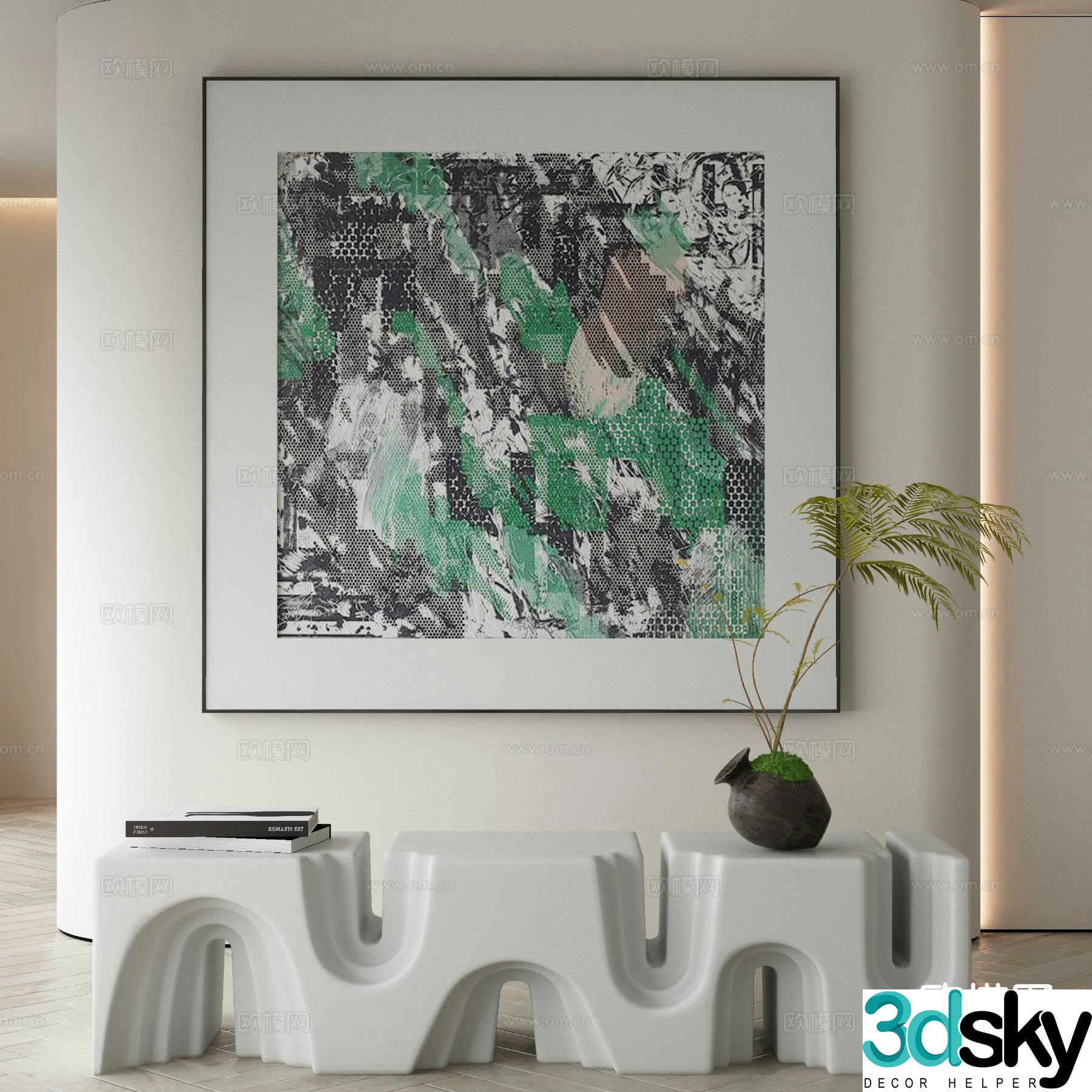 Modern decorative painting abstract geometric painting 3d model