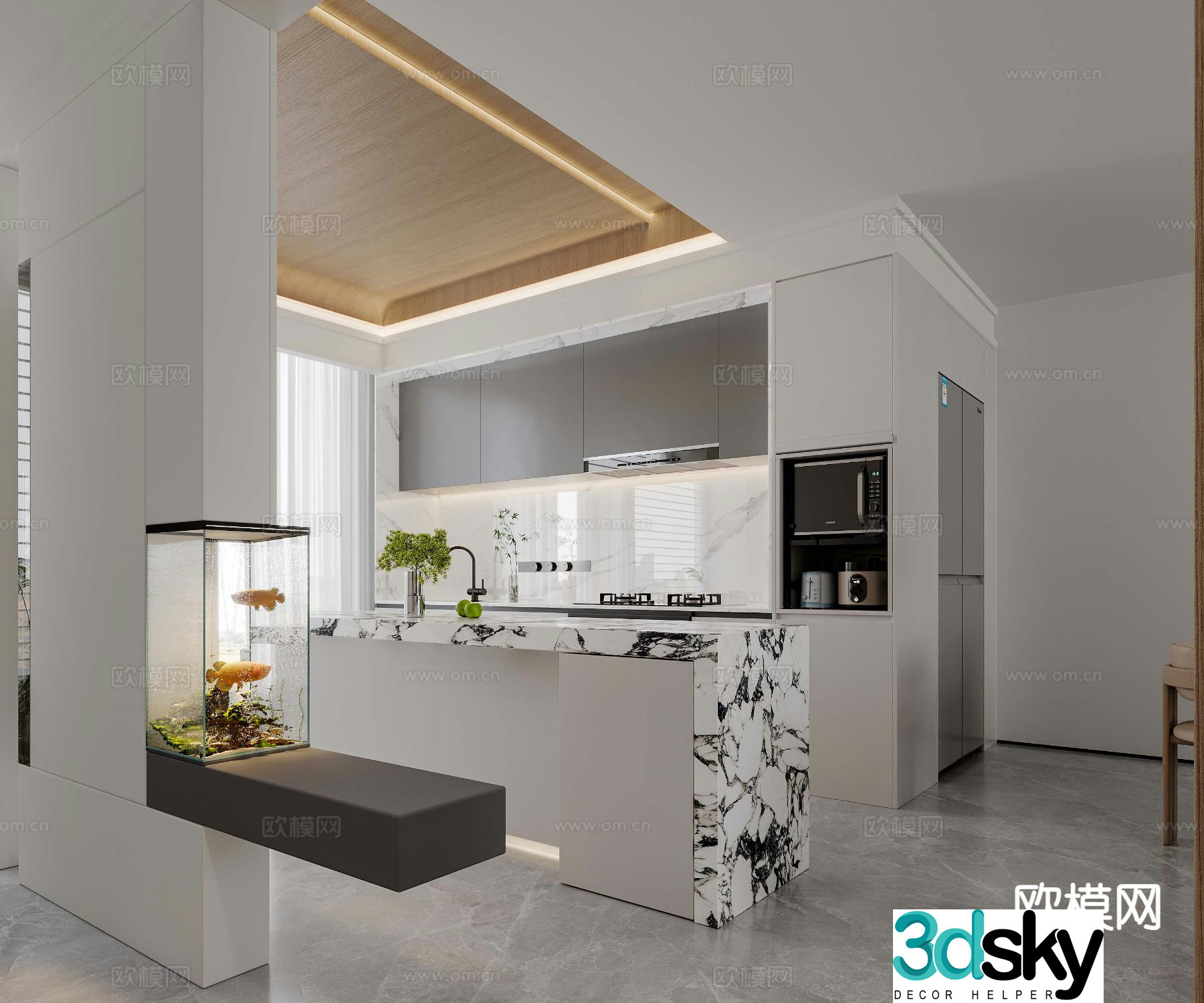 Modern kitchen dining room 3d model