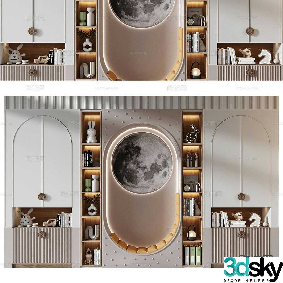 Modern children’s bookcase toy cabinet 3d model