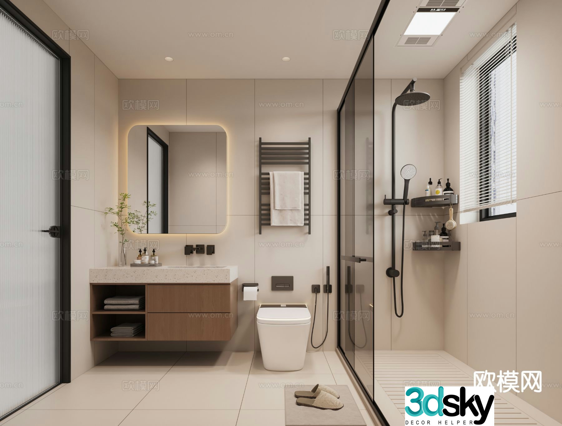 Modern bathroom bathroom toilet 3d model