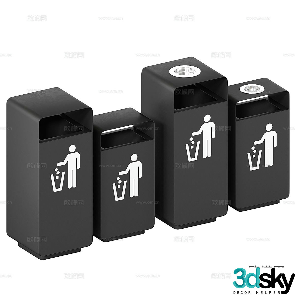 Public trash can trash can 3d model