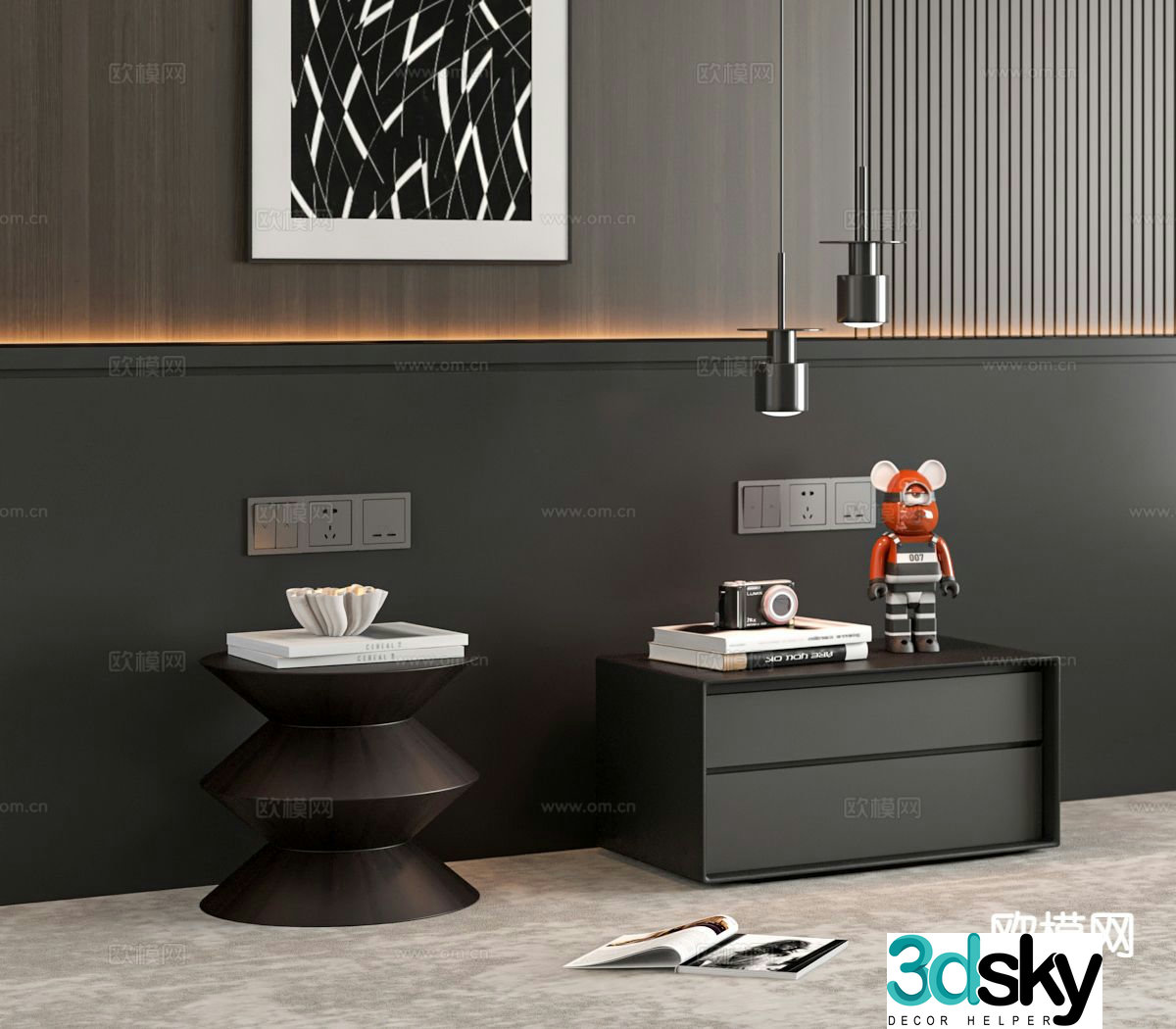 Modern bedside table 3d model