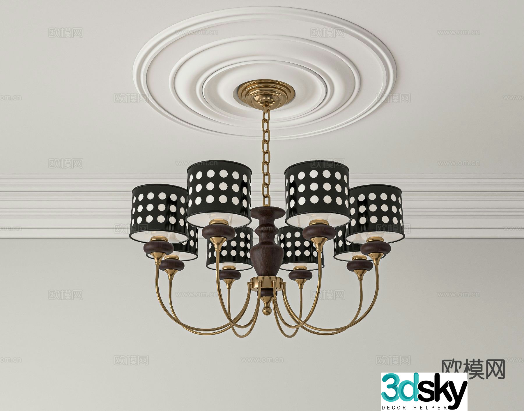 Medieval style chandelier 3d model