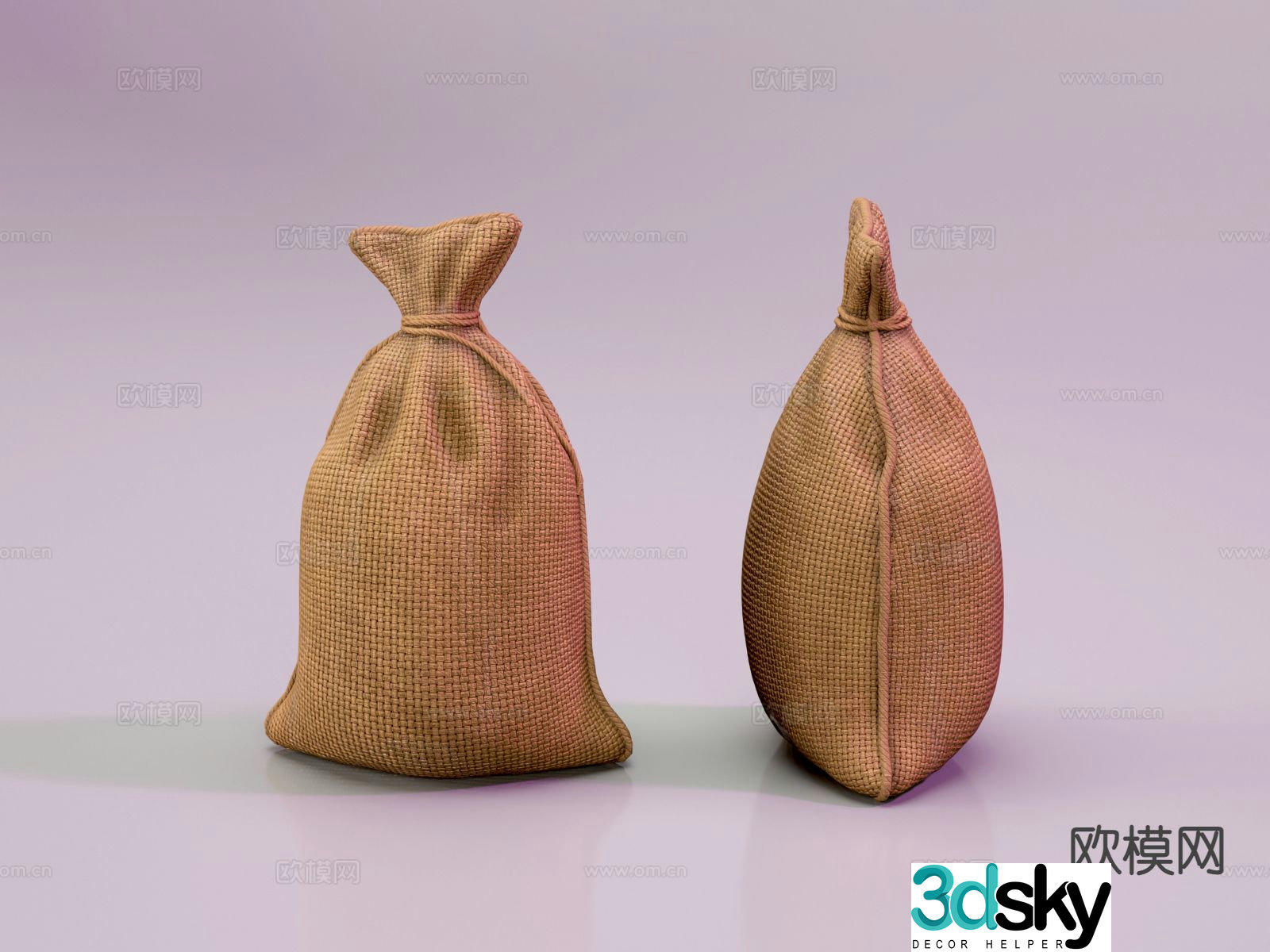 Burlap bag cloth bag hemp rope strap burlap bag drawstring bag sack 3d model
