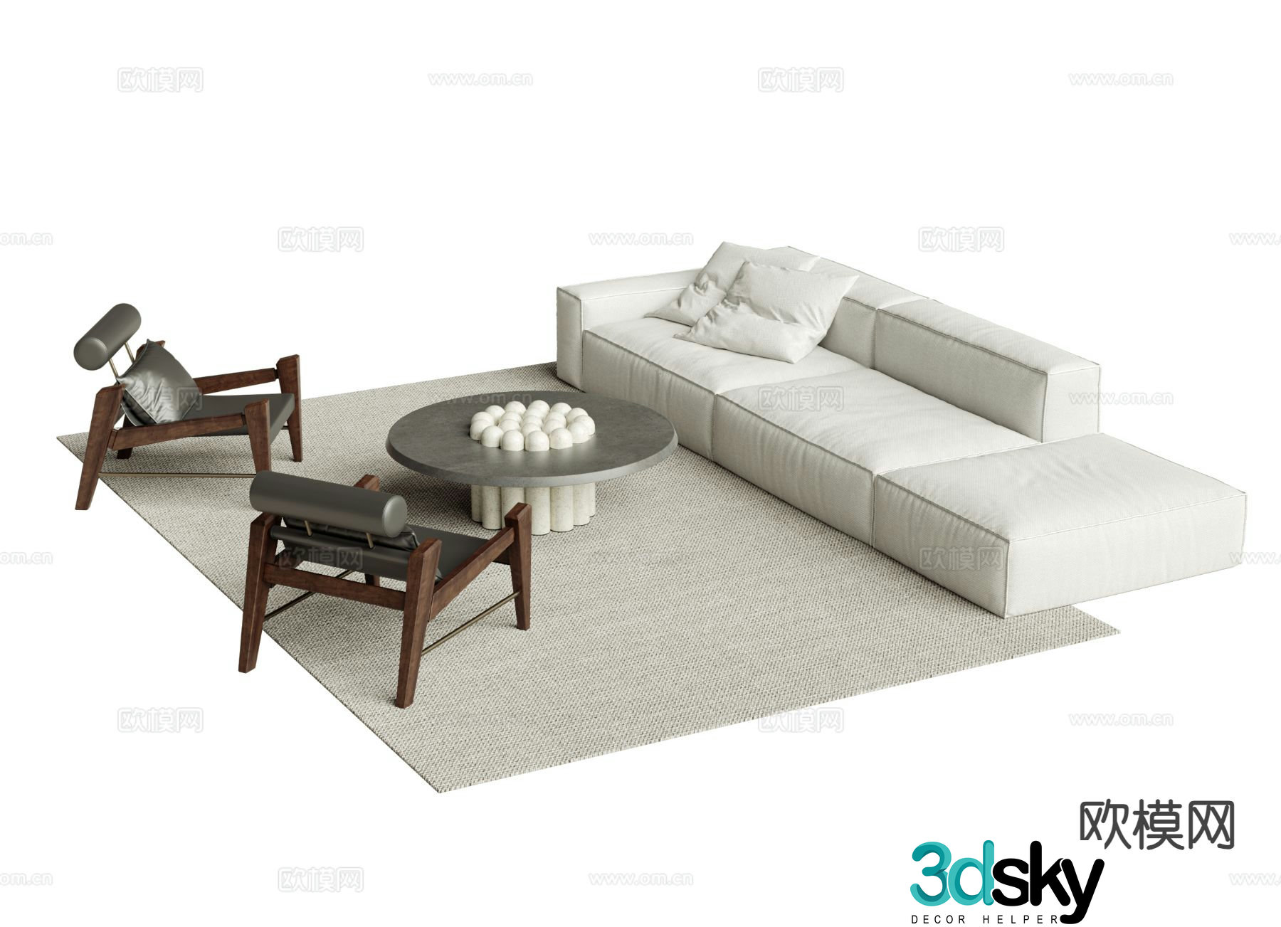 Modern modular sofa upholstered sofa 3d model