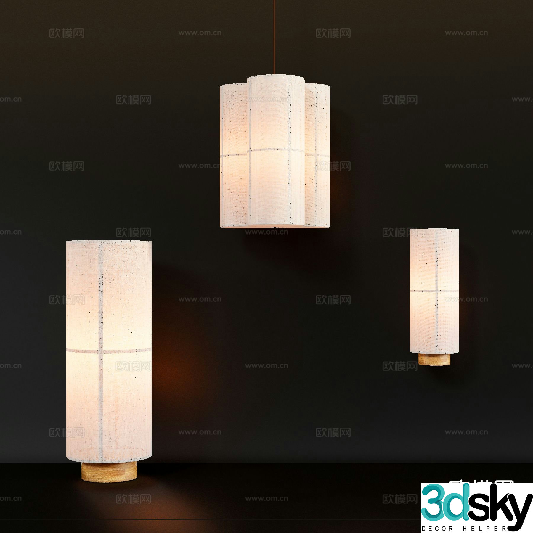 Wabi-sabi chandelier table lamp 3d model