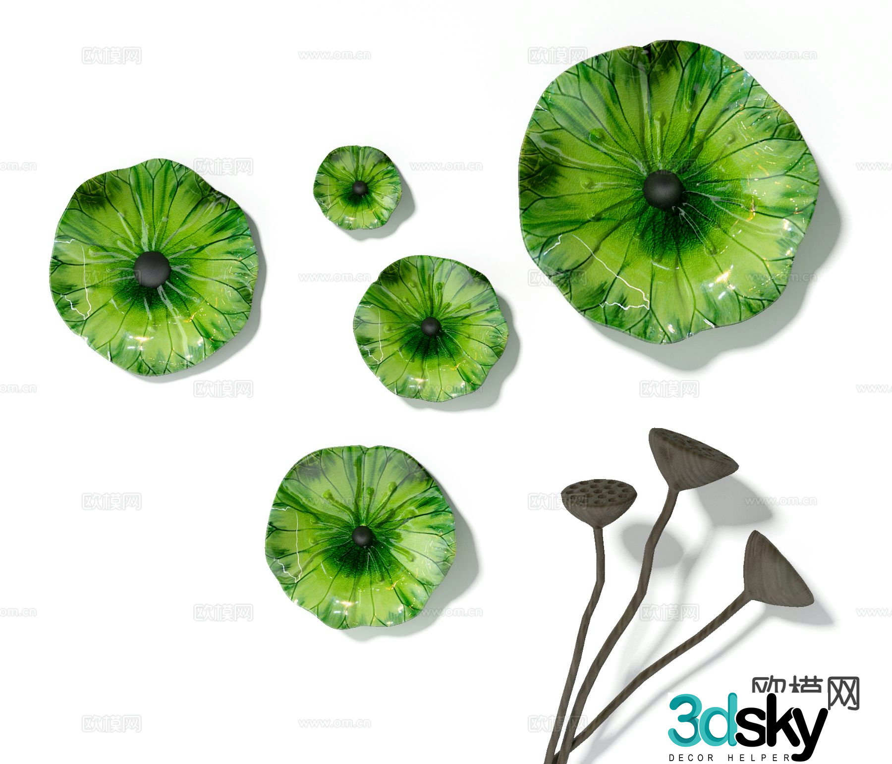 New Chinese style lotus leaf wall decoration lotus leaf pendant 3D model
