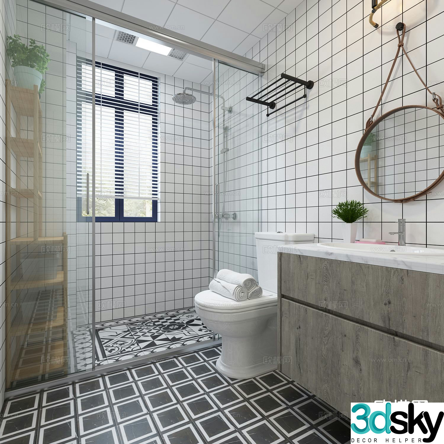 Nordic toilet bathroom toilet 3d model