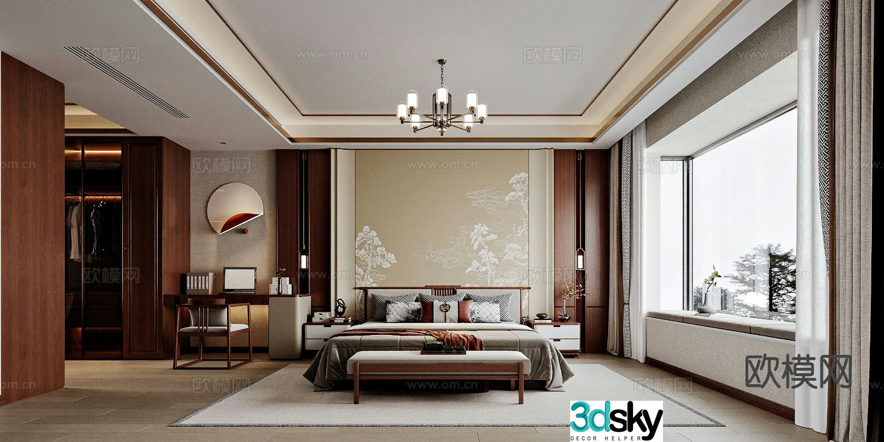 New Chinese style bedroom master bedroom d model