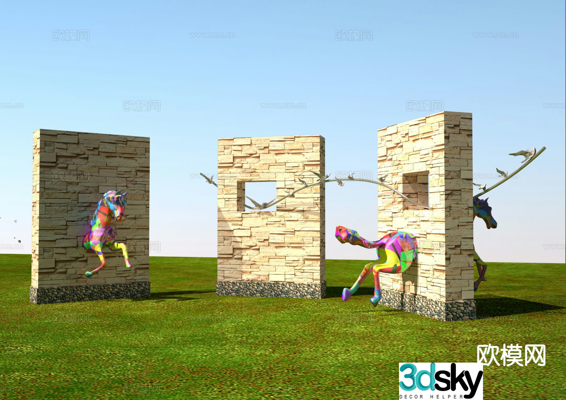 Modern painted horse sculpture 3d model