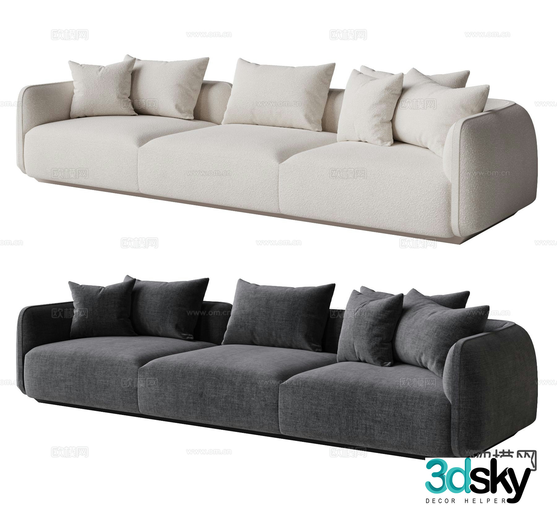 Modern three-seat sofa 3d model