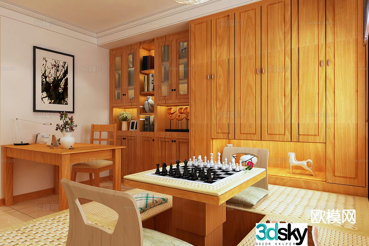 Modern study room 3d model