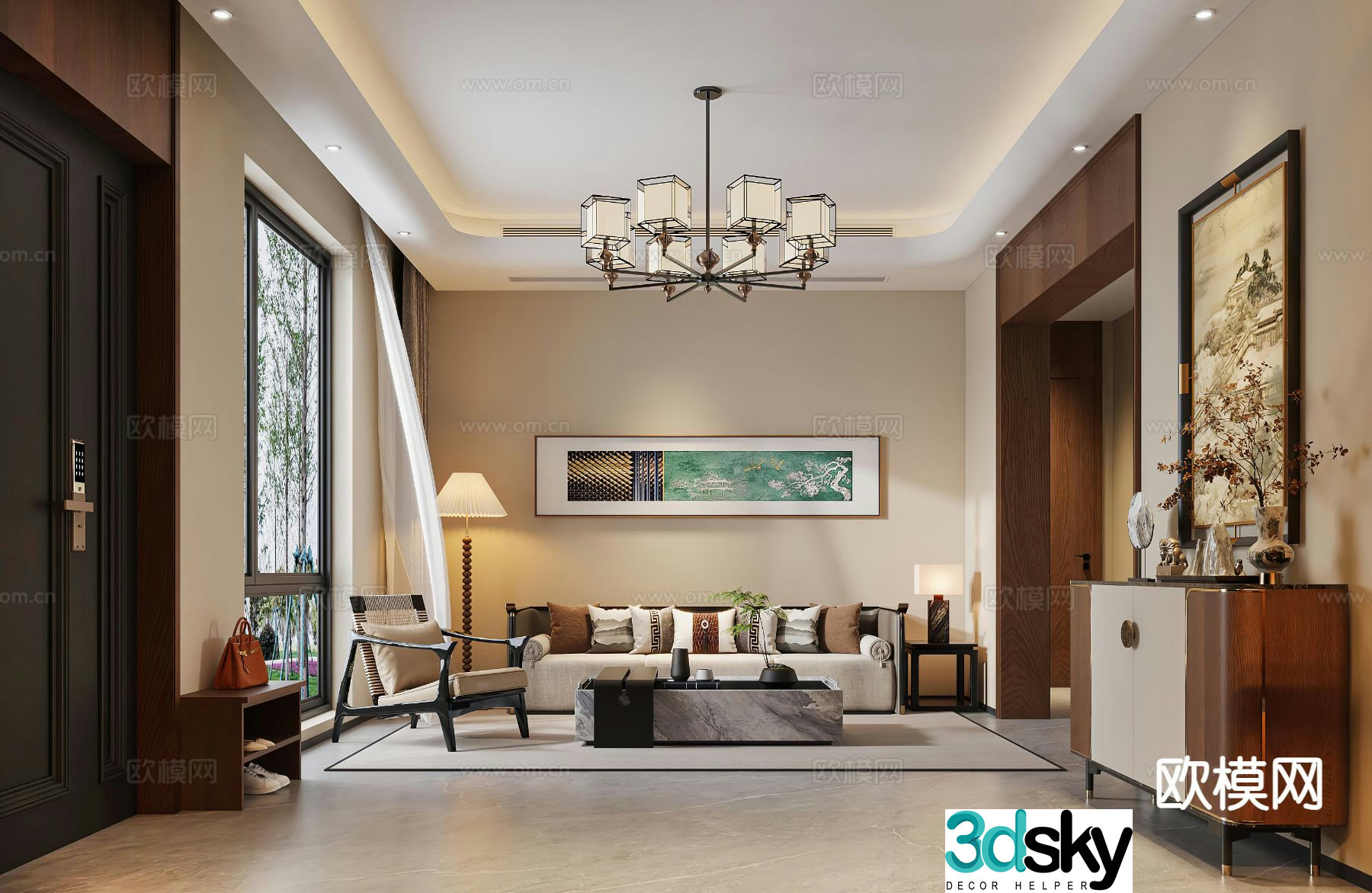New Chinese style living room 3d model