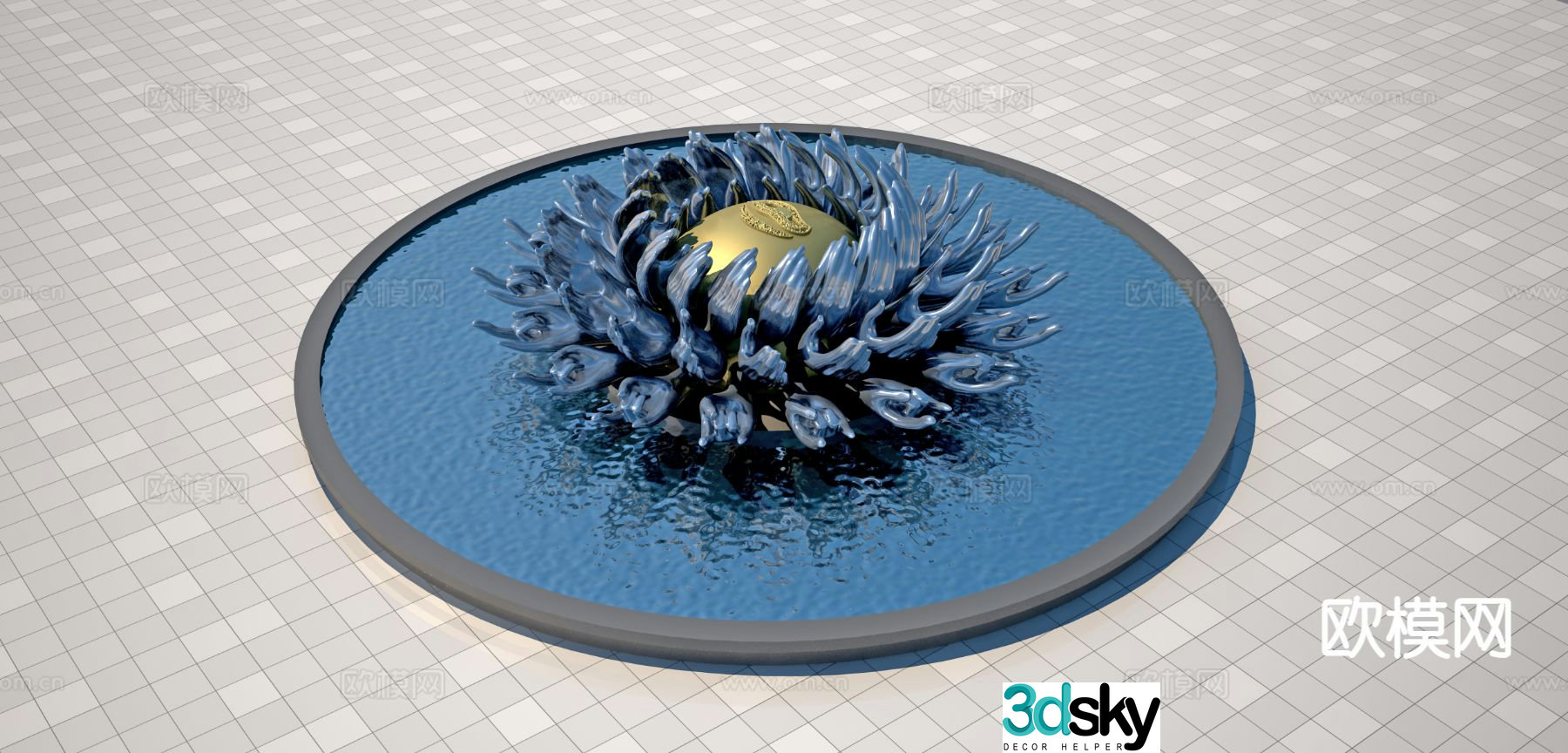 Modern thousand-armed Buddha sculpture 3d model