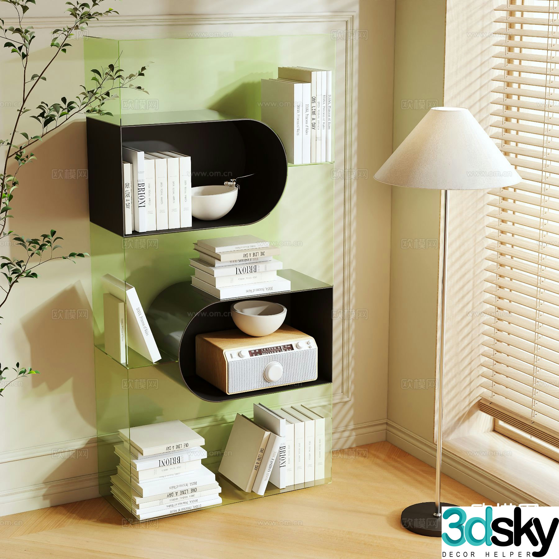 Acrylic bookcase bookshelf 3d model