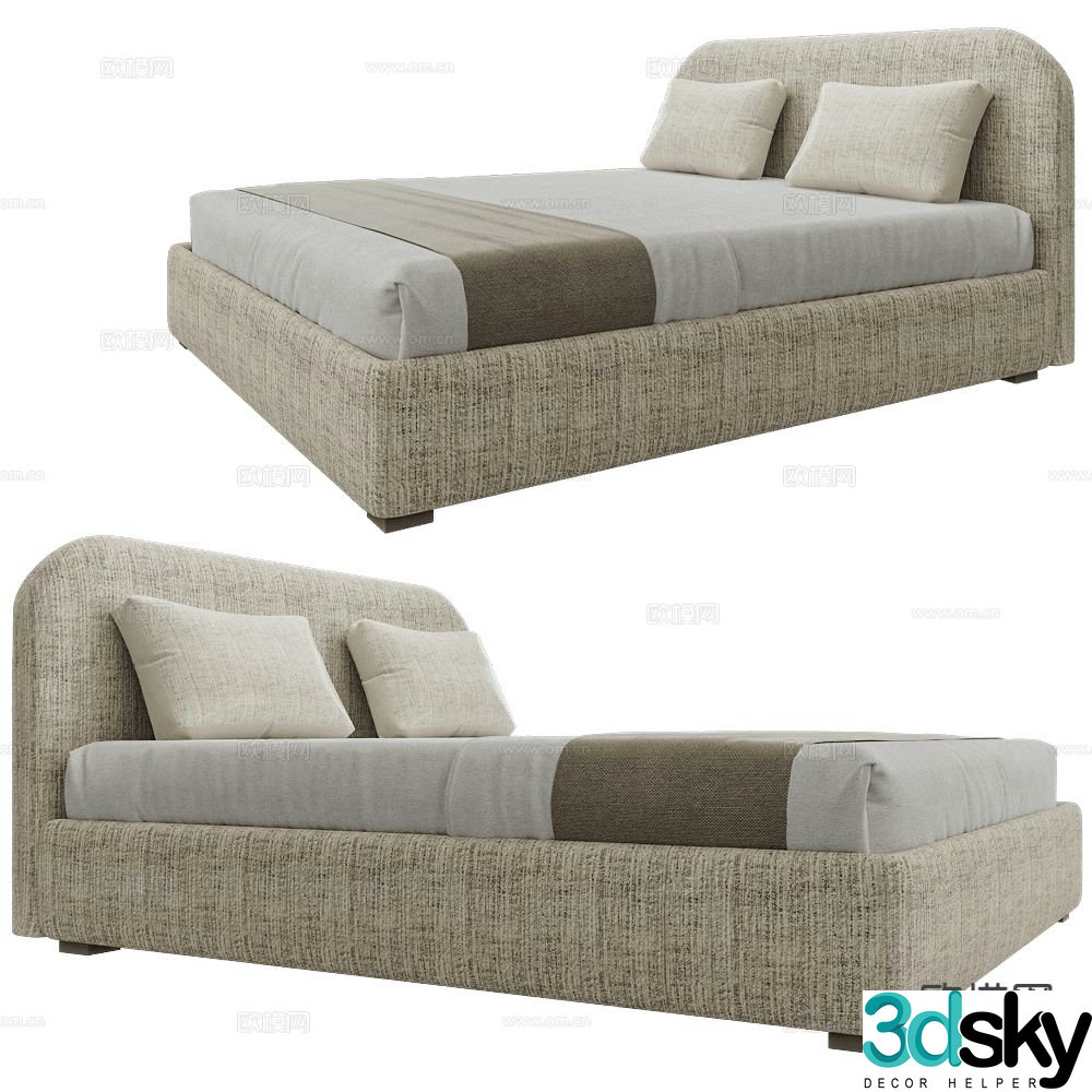Modernature fabric double bed 3d model
