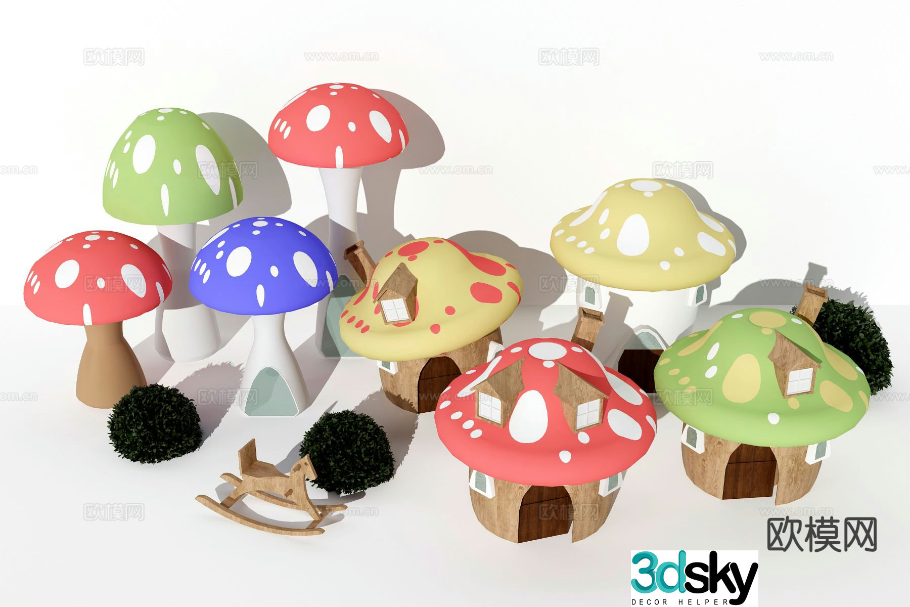 Children’s toys mushroom house mushroom sketch 3d model