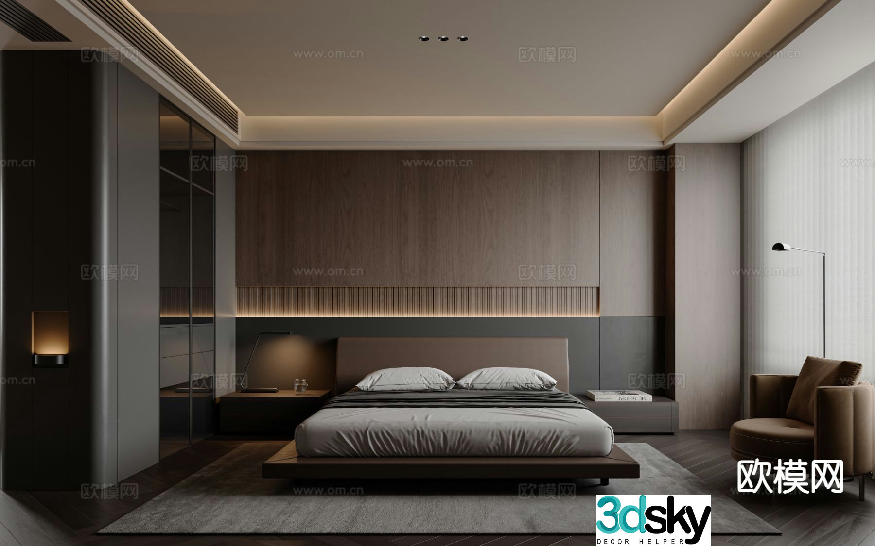 Italian style bedroom master bedroom 3d model