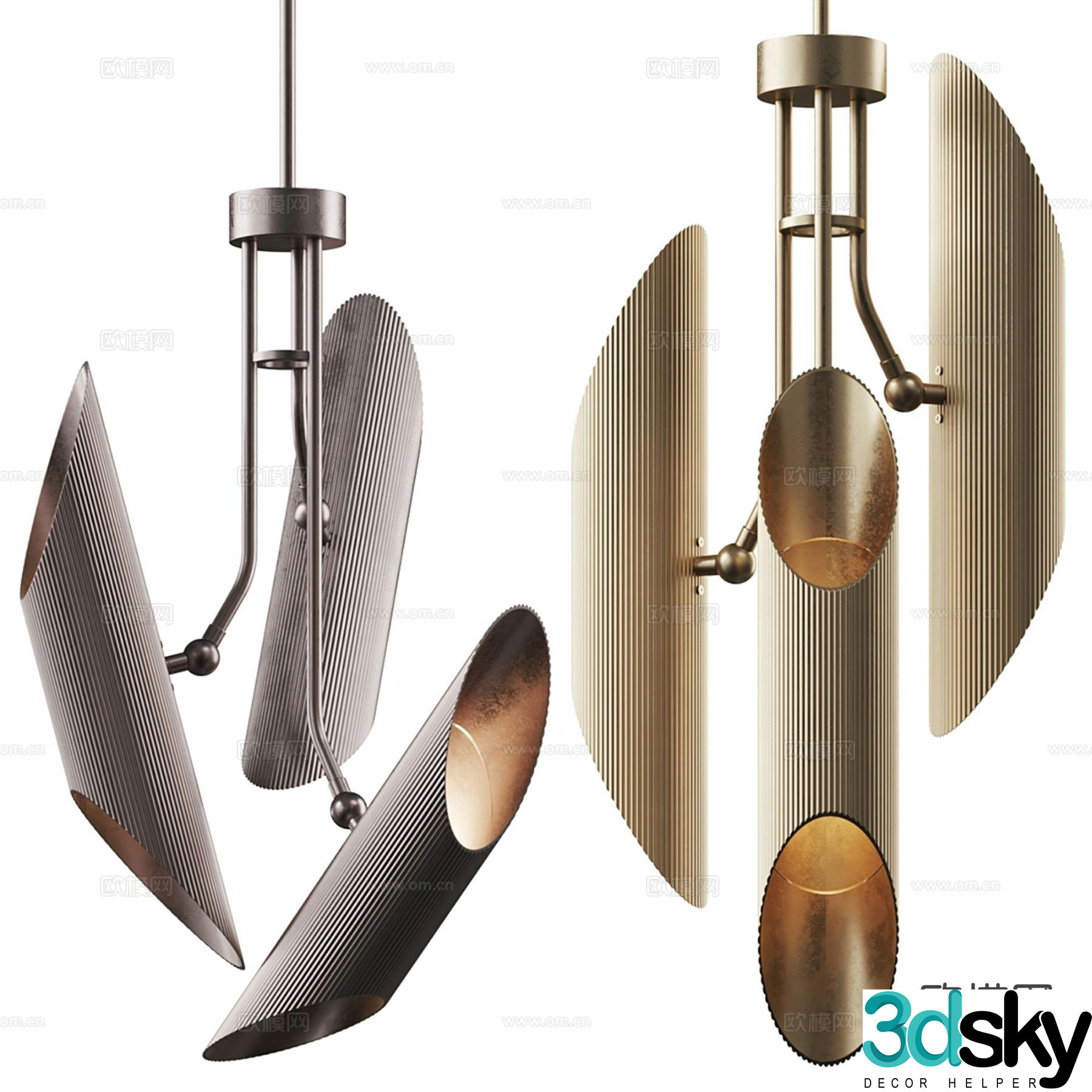 Light luxury chandelier multi-head chandelier 3D model
