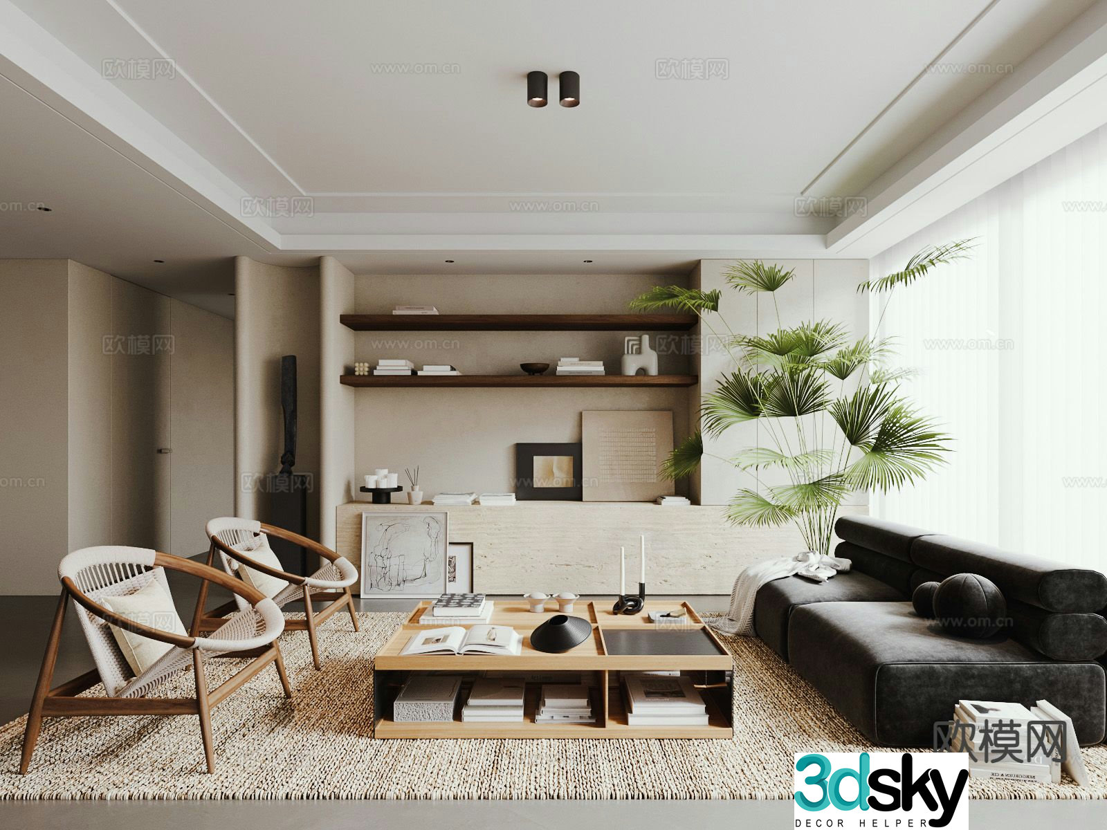 Wabi-sabi living room 3d model