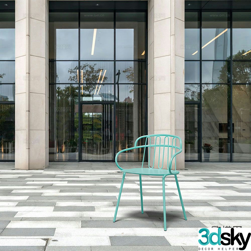 Castil modern iron dining chair iron chair outdoor chair 3d model