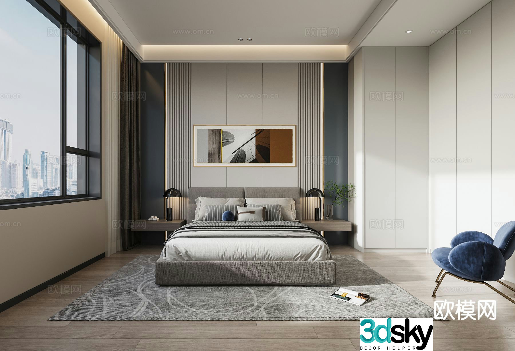 Simple bedroom master bedroom 3d model