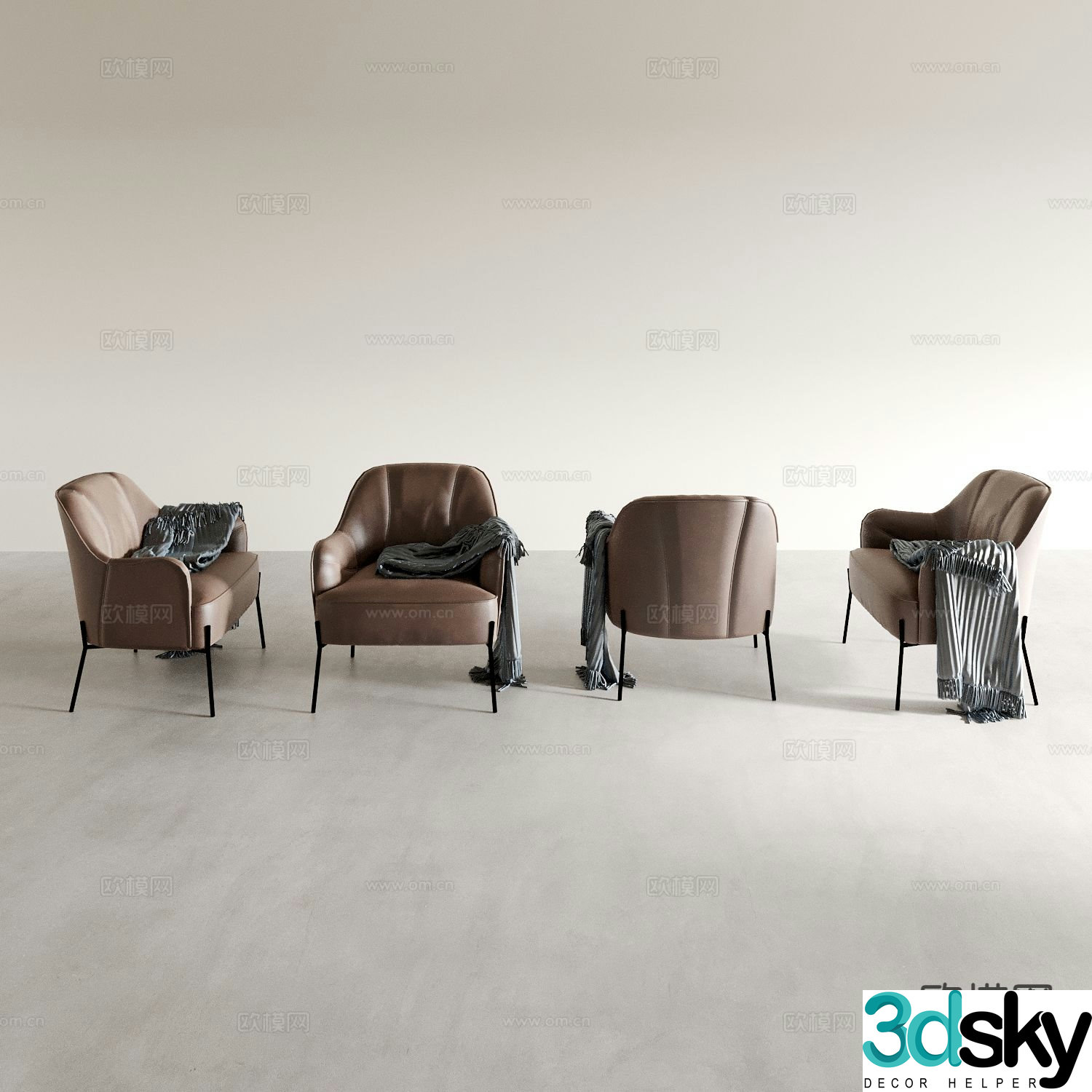 Italian style chair leisure chair sofa chair 3d model