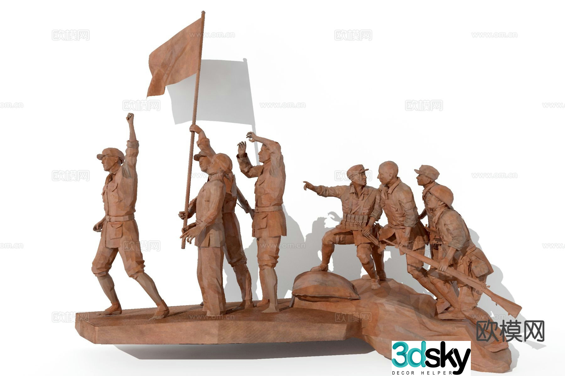 Revolutionary Sculpture Red Army Sculpture Figure Sculpture 3D Model