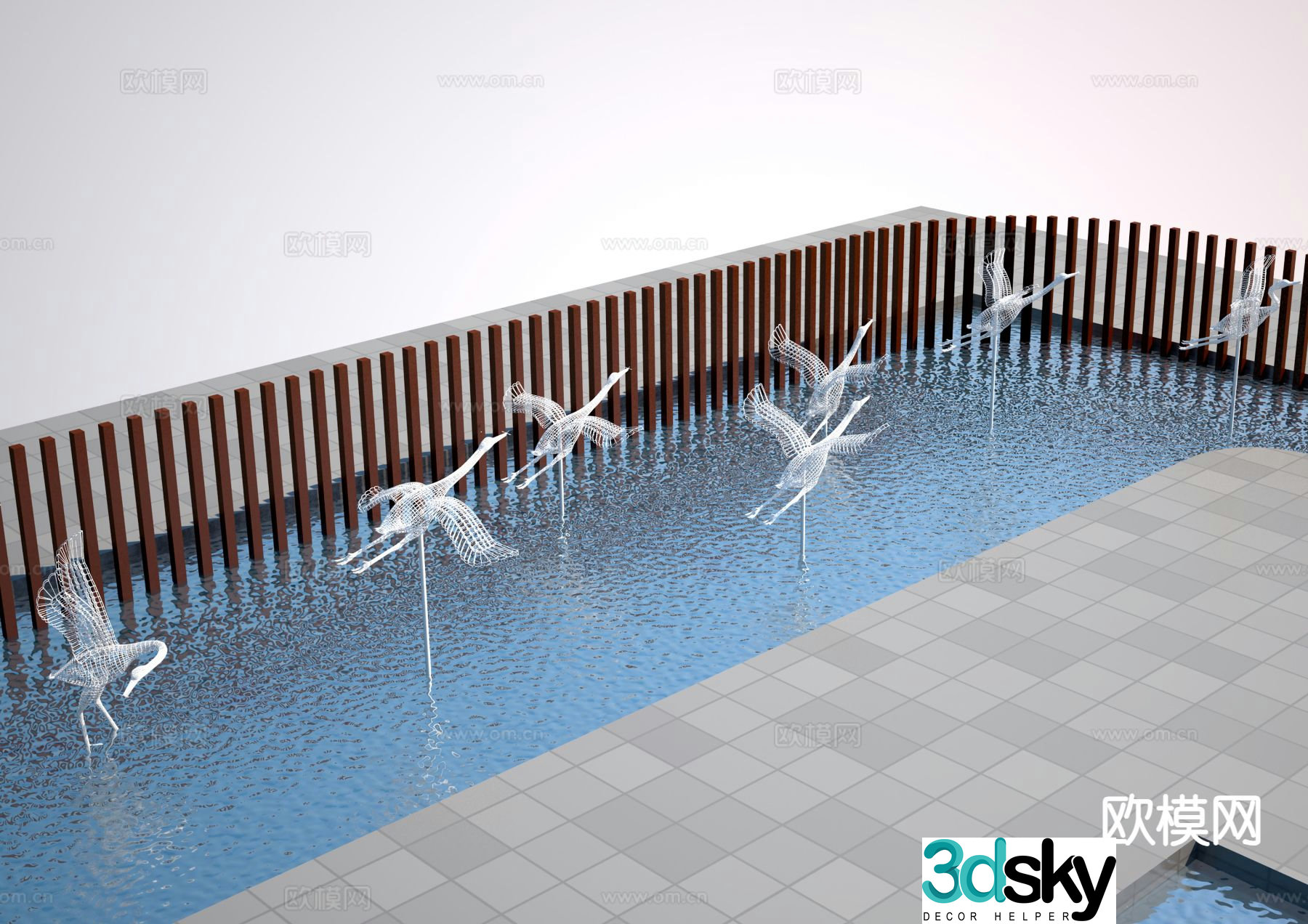 Modern white crane sculpture 3d model