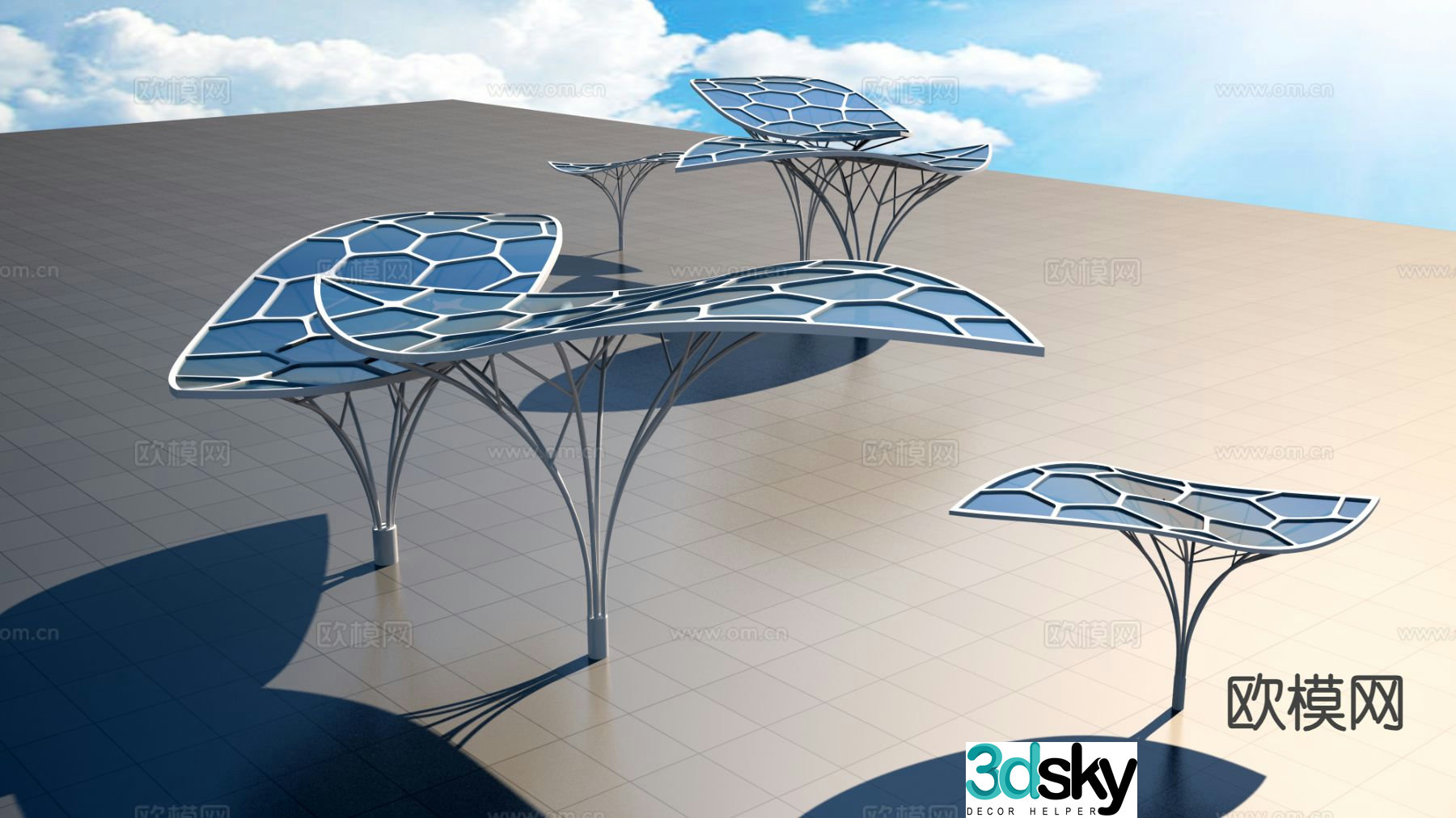 Modern creative leaf gallery 3d model