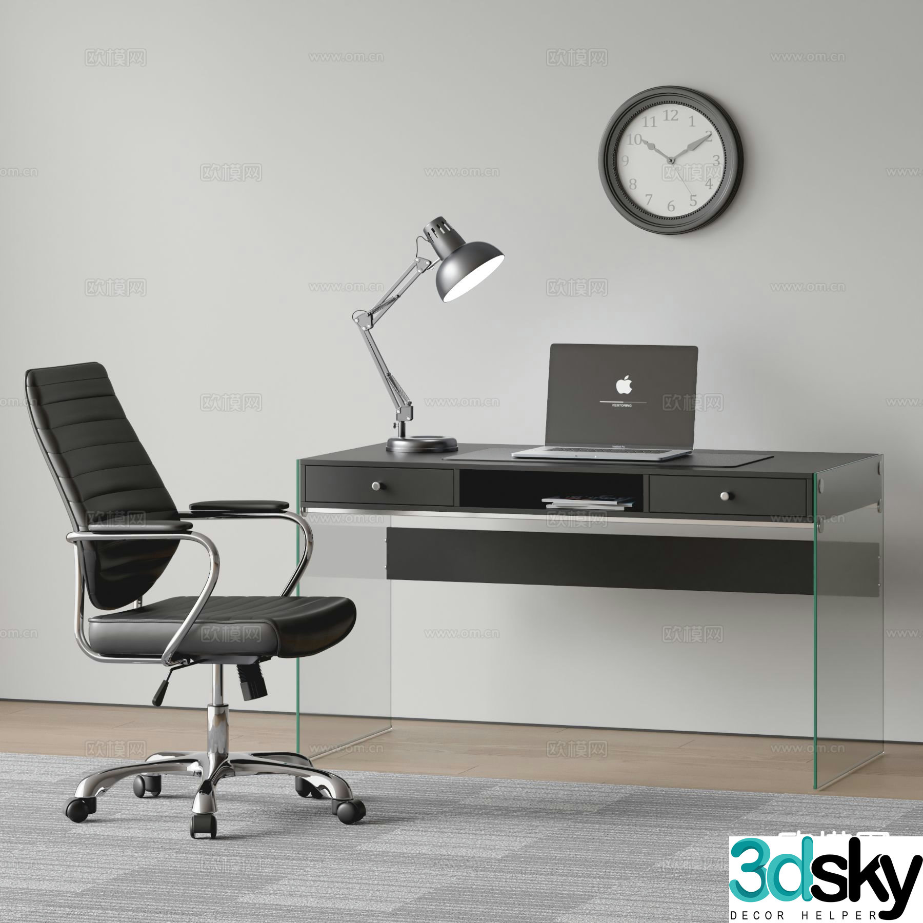 Turri desk computer desk 3d model