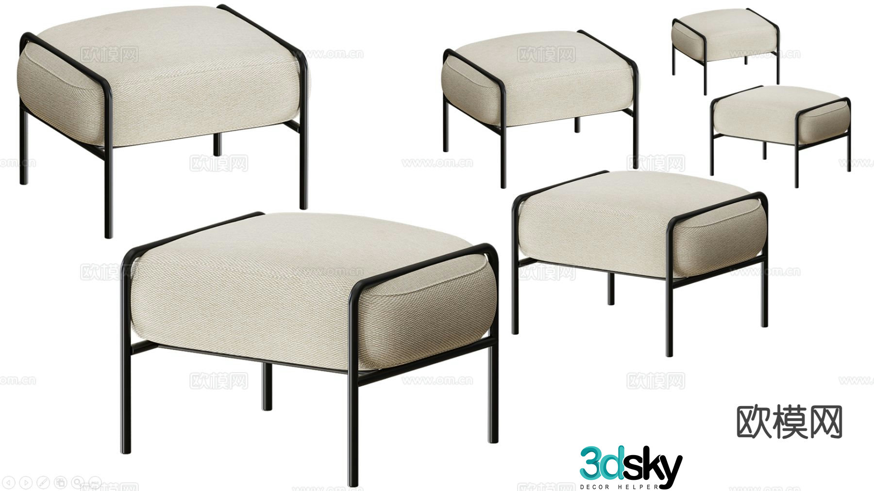 Stool bench square stool sofa stool low stool 3d model
