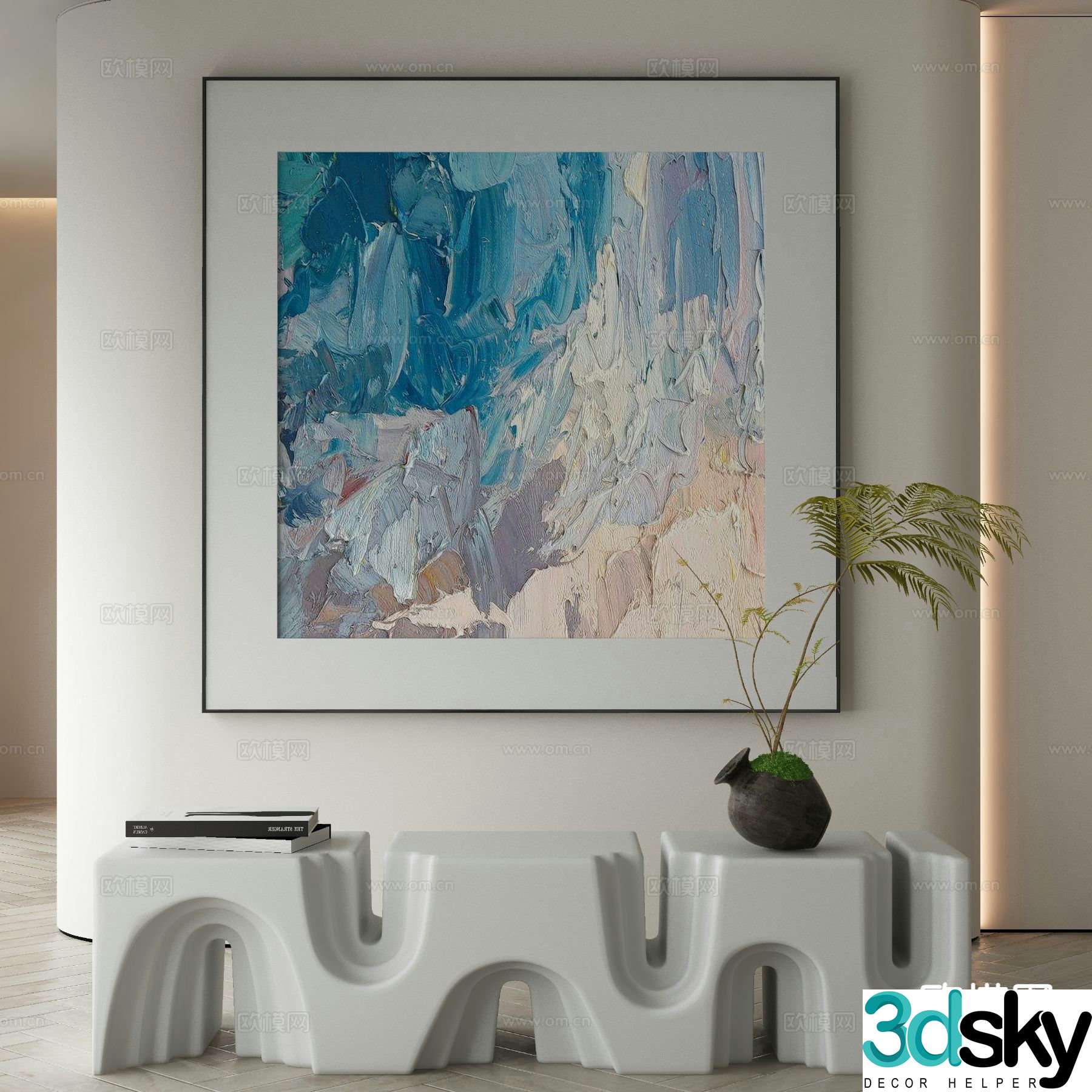 Modern oil painting watercolor hanging painting decorative painting 3D model