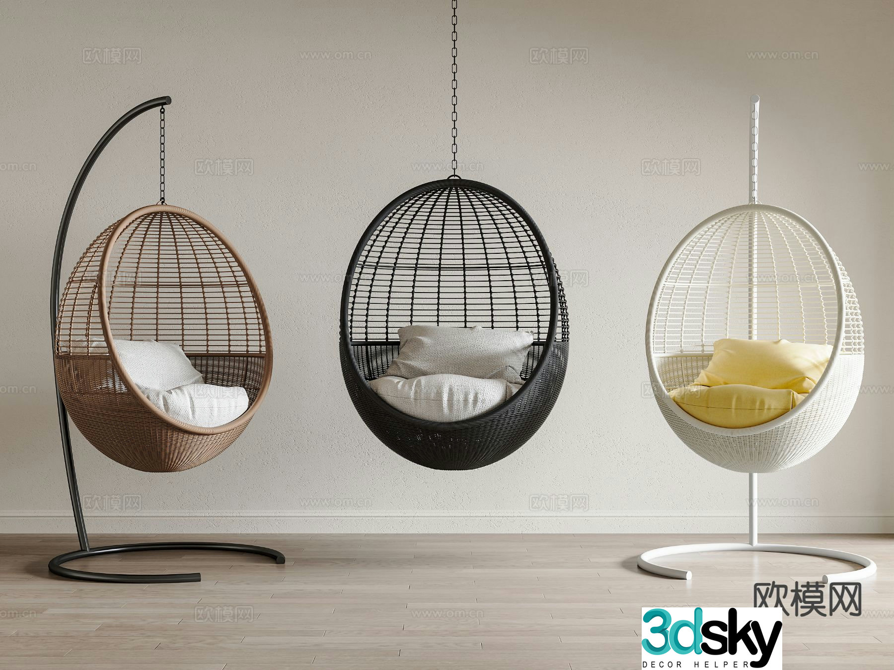 Modern rattan hanging chair cradle chair swing chair 3d model
