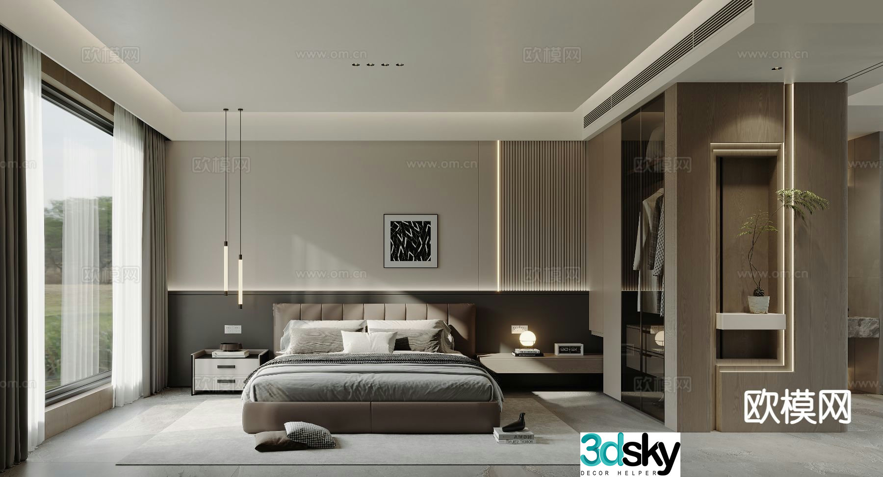 Italian style bedroom master bedroom master bathroom 3d model