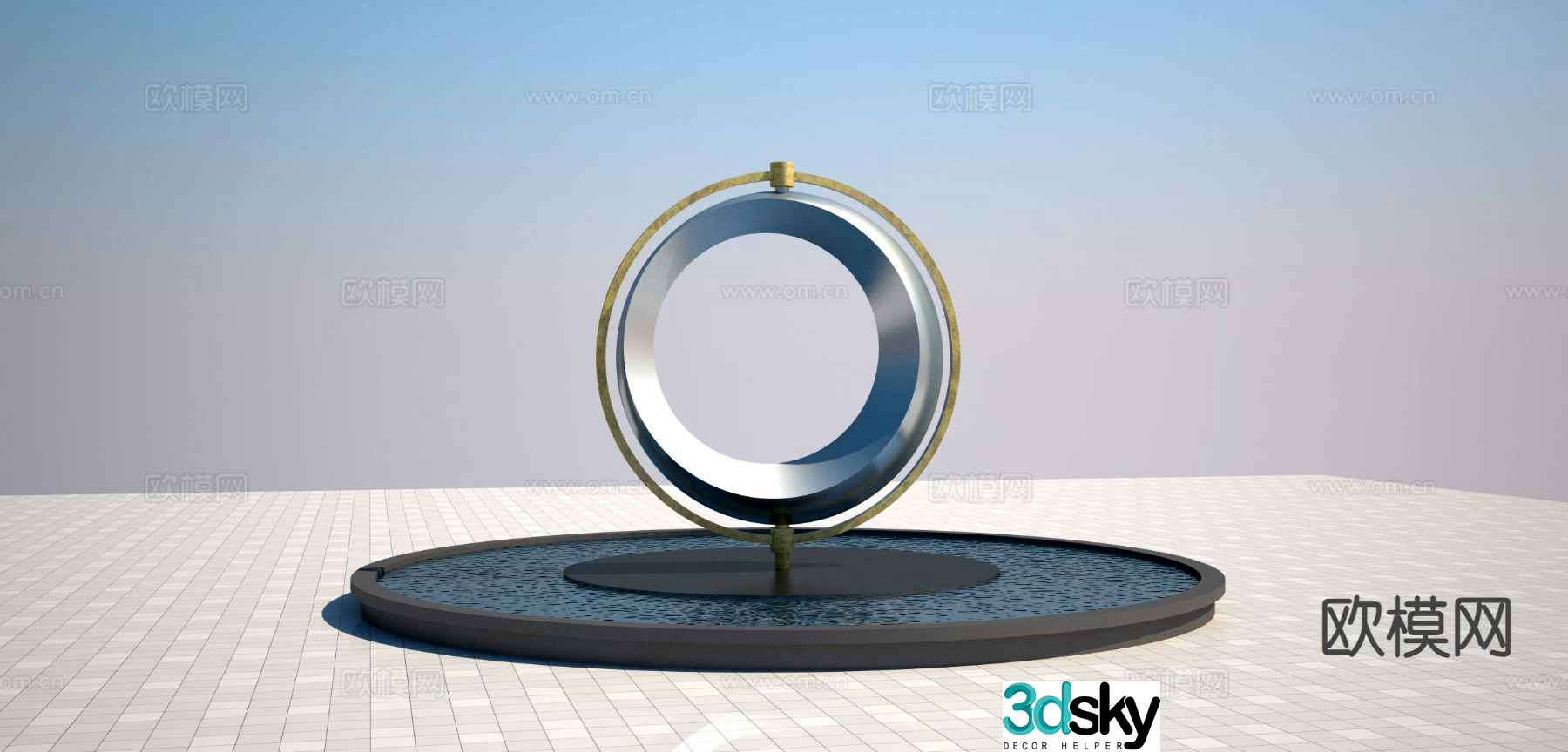 Modern rotating sculpture 3d model
