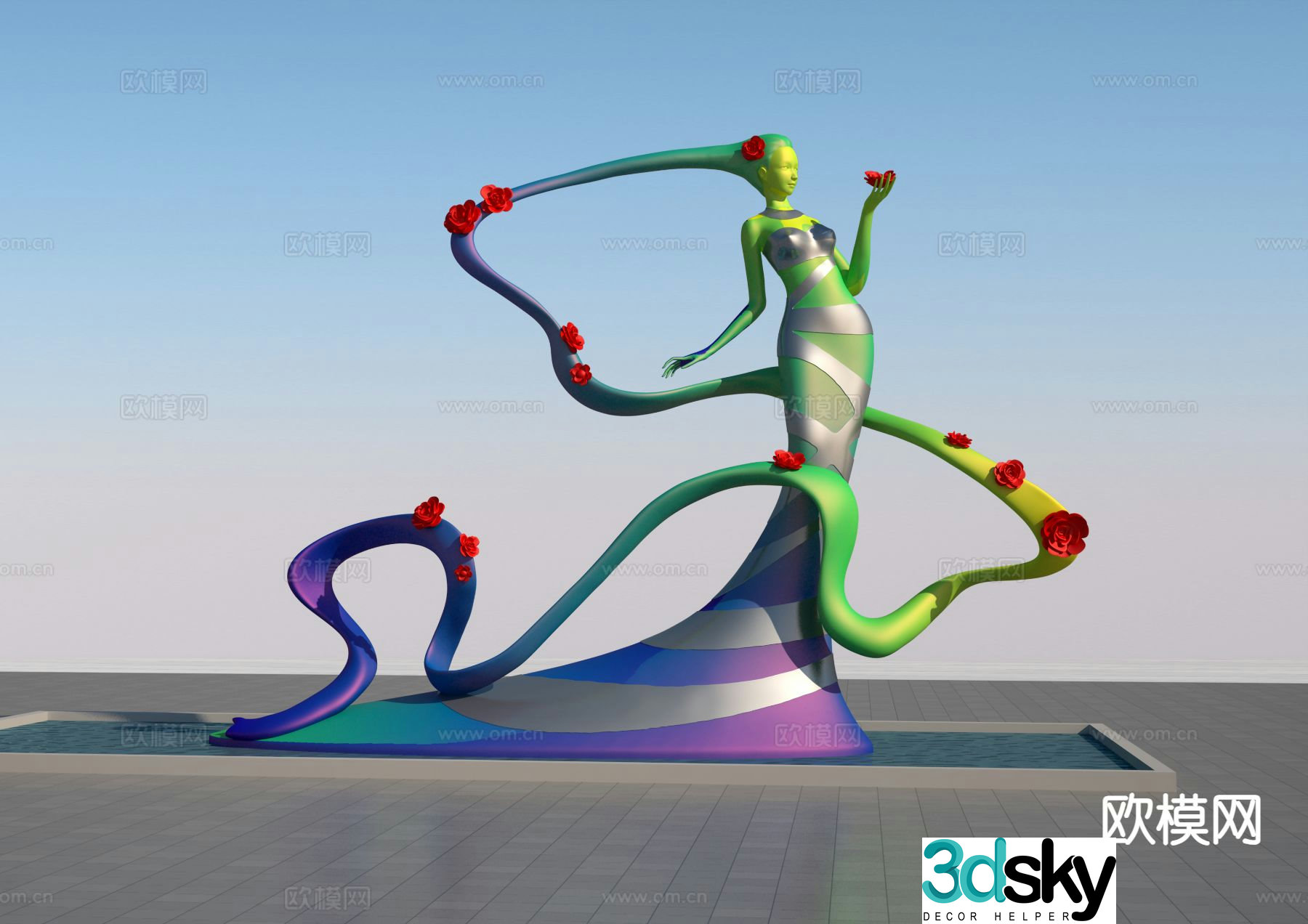 Modern flower fairy sculpture 3d model