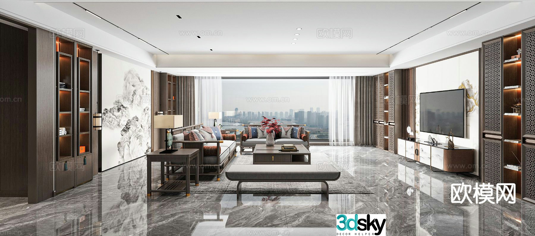 New Chinese style living room 3d model