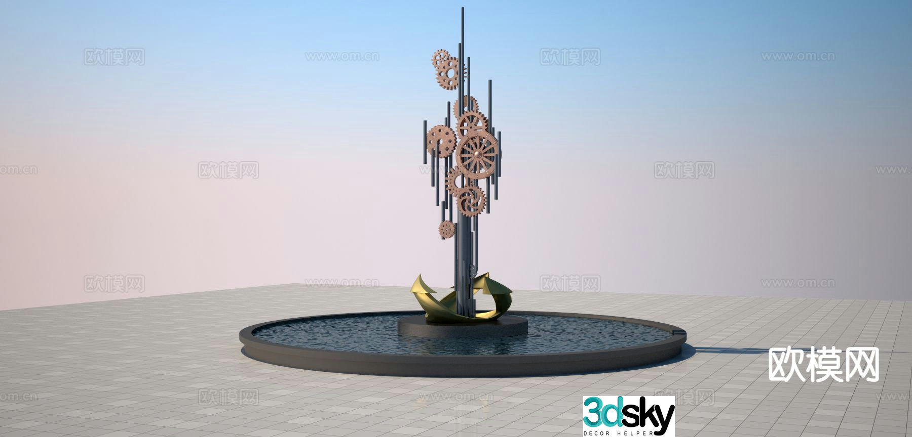 Industrial gear sculpture 3d model