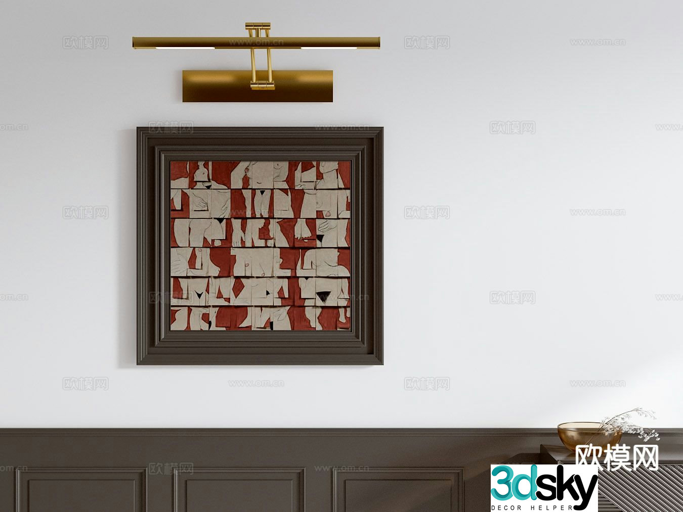 Medieval style splicing hanging painting decorative painting 3D model