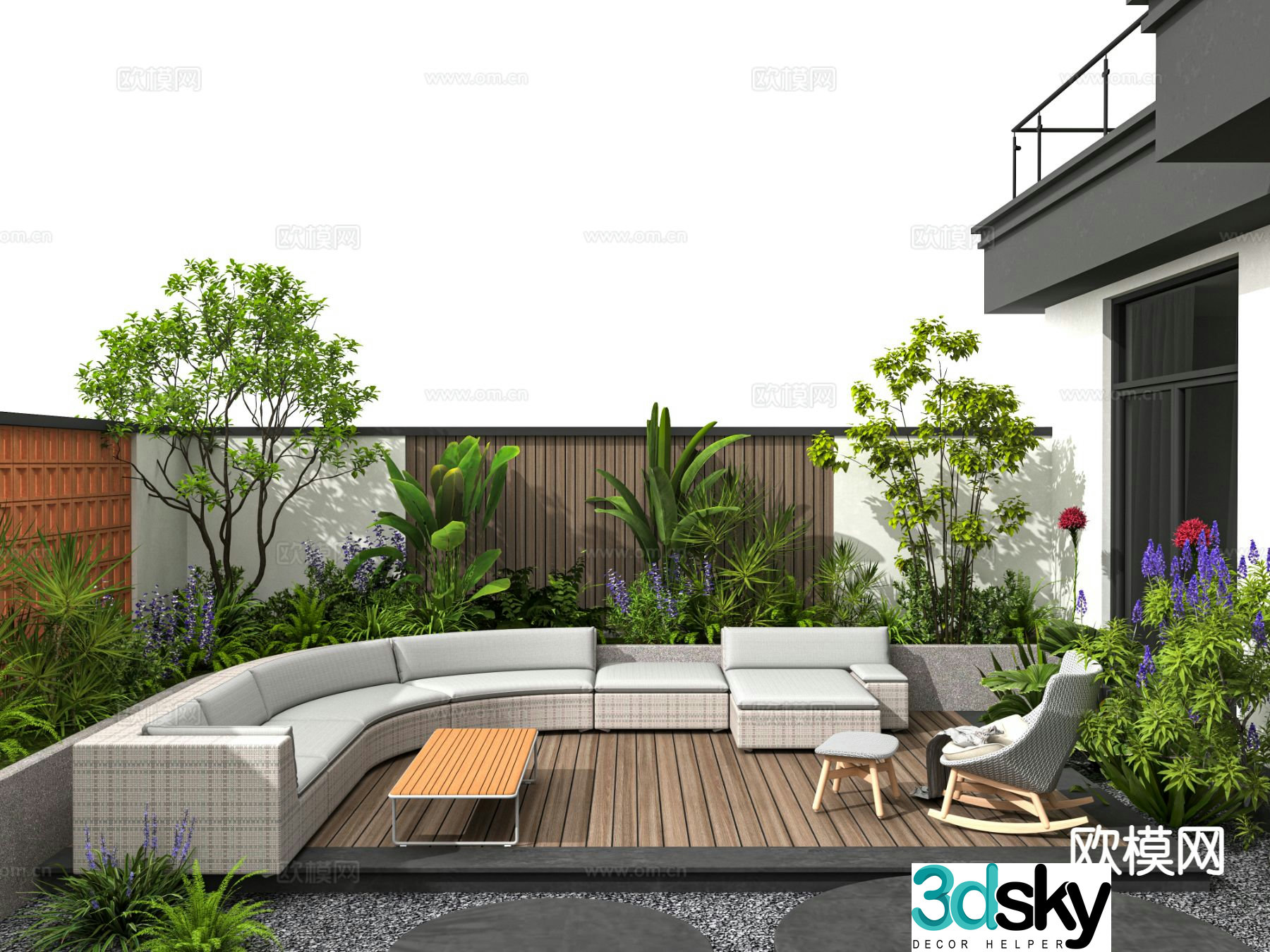 Modern courtyard garden 3d model