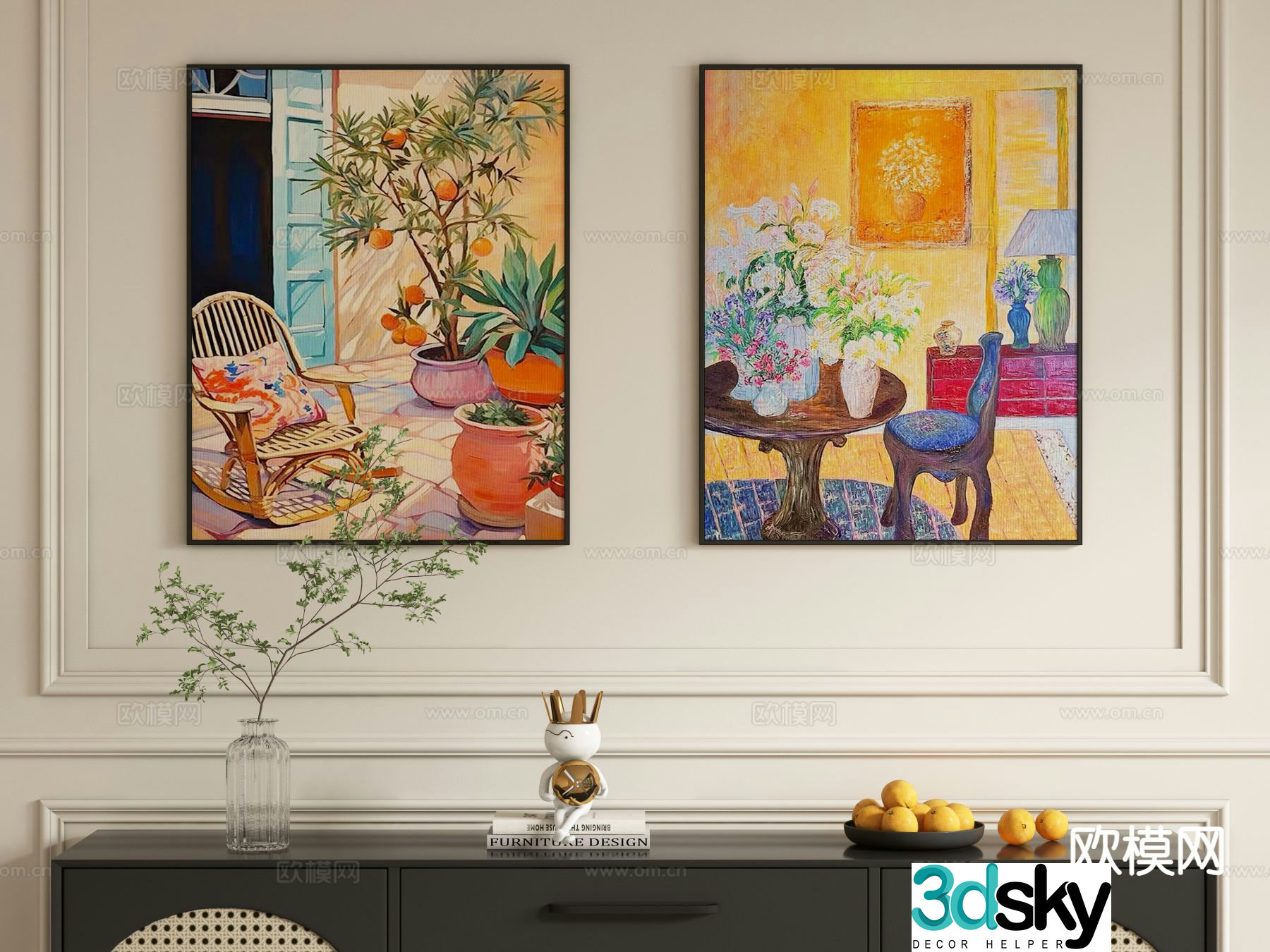 Landscape oil painting decorative painting hanging painting 3D model